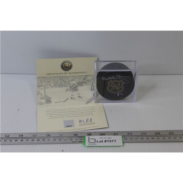 Signed Bobby Orr Hockey Puck w/Certificate of Authenticity - Sealed in Plastic Case