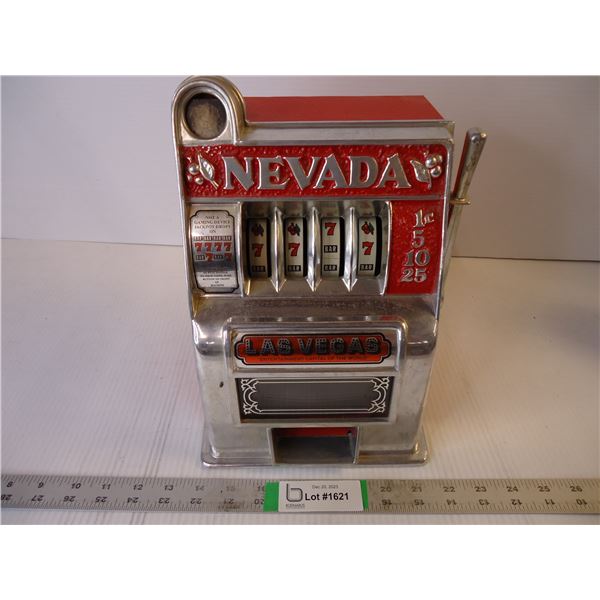 Vintage Las Vegas Toy Slot Machine-for decor-works but reels are slow