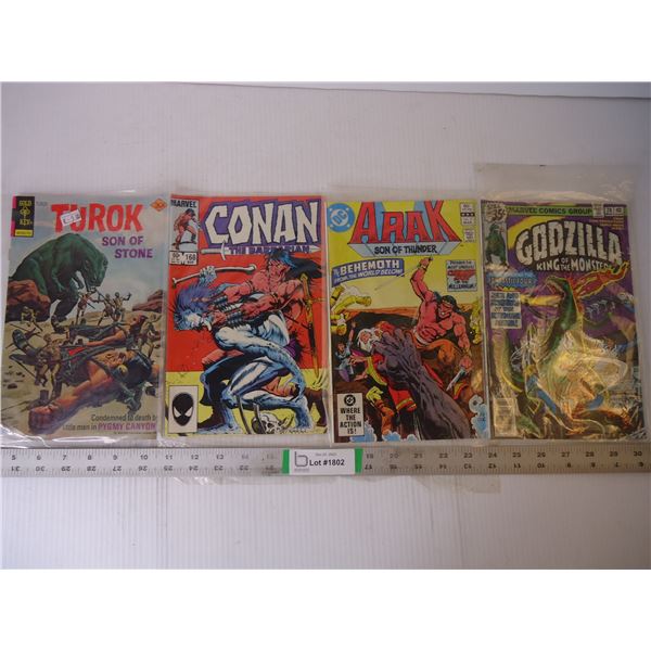 (4) Collector Comics - Turok, Conan, Arak, Godzilla