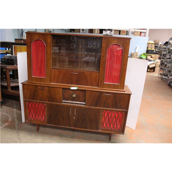 * 2-Piece Mid Century Radio Record Player Hutch - 17" x 60" x 60"