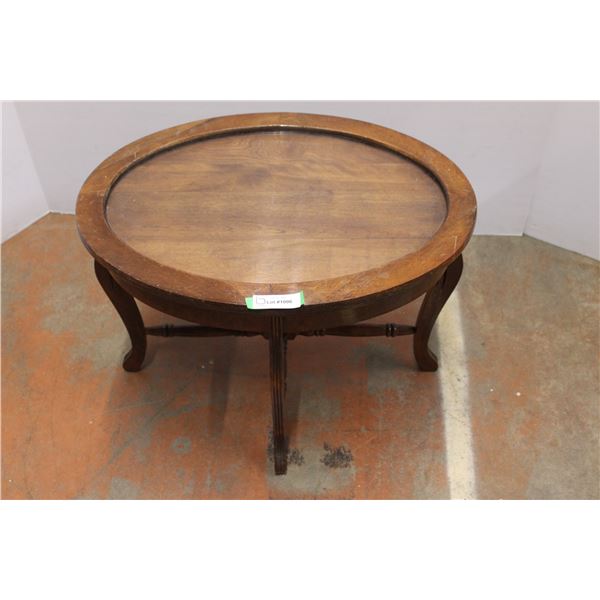 * Oval End Table with Glass Top - 19" Tall