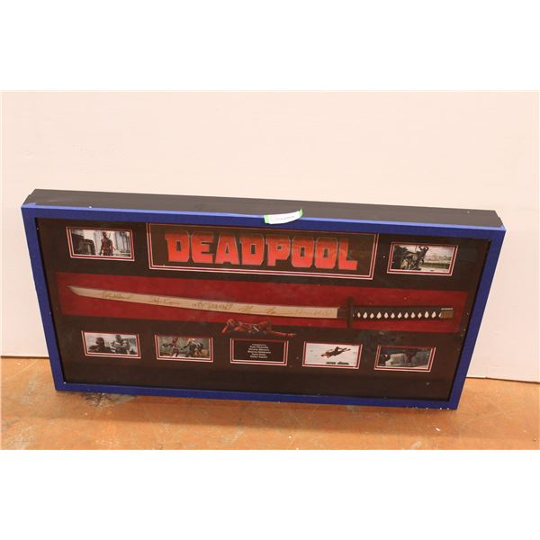 * Framed Deadpool Signed Katana with Certificate of Authenticity - 21 X 41