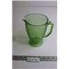 Image 2 : Uranium Glass - Hazel Atlas - Depression Glass Florentine Footed Pitcher