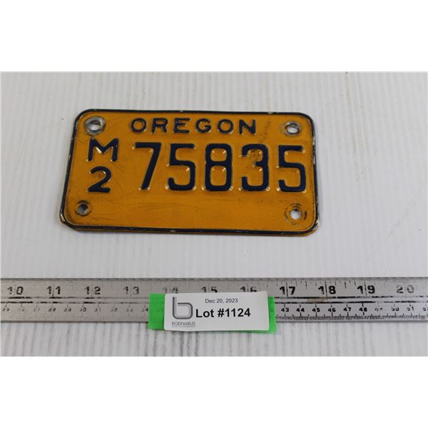 Oregon Motorcycle License Plate - Bodnarus Auctioneering