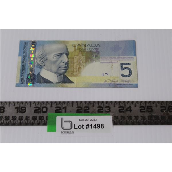 Canadian 2006 Five Dollar Bill Signed by Jenkins & Dodge