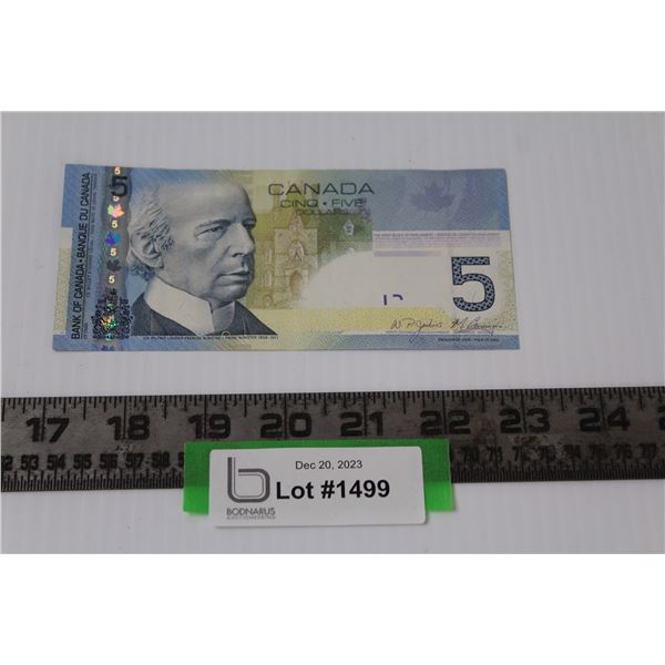 Canadian 2006 Five Dollar Bill Signed by Jenkins & Carney