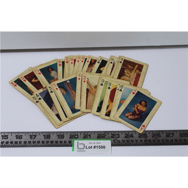 Vintage Pin-up Girl Deck of Cards (Worn, Some Damage)