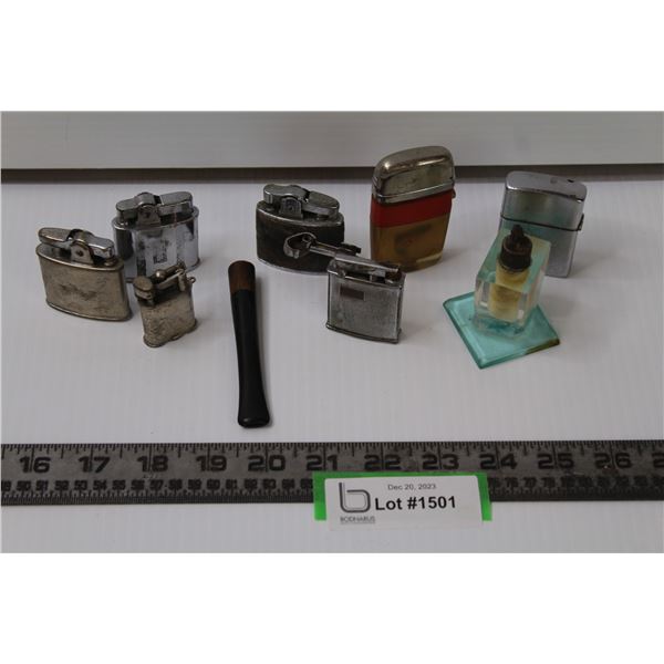 (8) Vintage Lighters (1) Vintage Cigarette Holder
