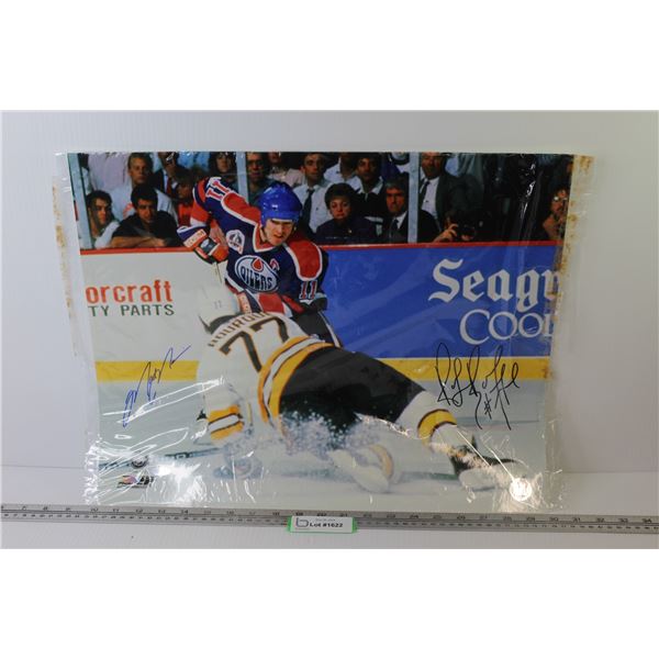 Enlarged Signed Photo of Hockey Players - Oilers Mark Messier & Bruins Ray Bourque