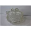 Image 4 : Small Glass Dish w/Birds on Top of Lid