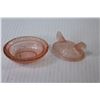 Image 2 : Pink Depression Glass 2 1/2" Hen in Basket