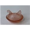 Image 4 : Pink Depression Glass 2 1/2" Hen in Basket