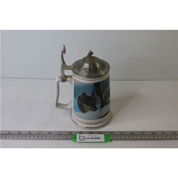 Twilight Friends Lidded Stein - Timber Wolf (lid edge is bent)