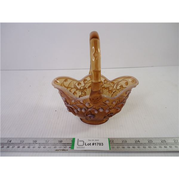 Vintage Fenton Art Glass Amber Lily of the Valley (Glows)