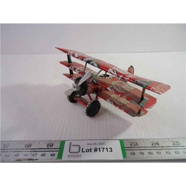 Folk Art Plane made from Coca Cola Product-=7  long