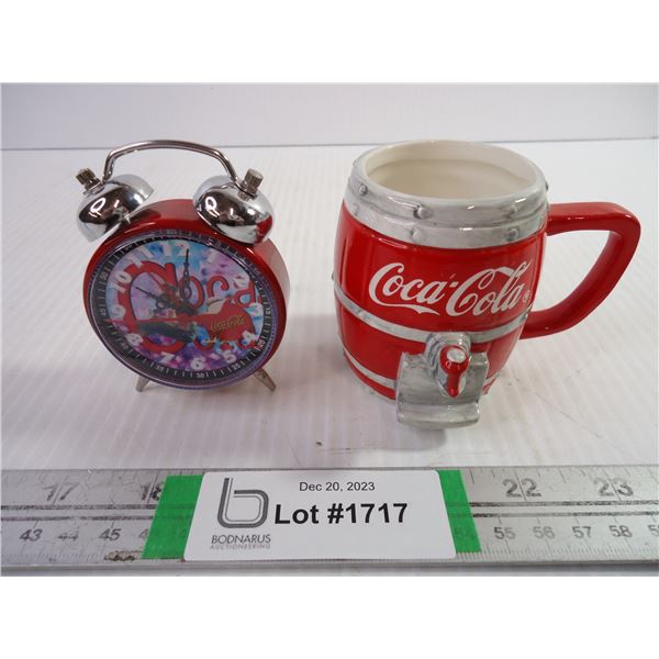 Small Coca Cola Clock and Mini Stein