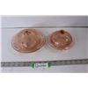 Image 1 : (2) Pink Depression Glass Bowls With Lids - One is Chipped - Cherry Blossom