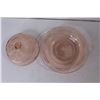 Image 2 : (2) Pink Depression Glass Bowls With Lids - One is Chipped - Cherry Blossom