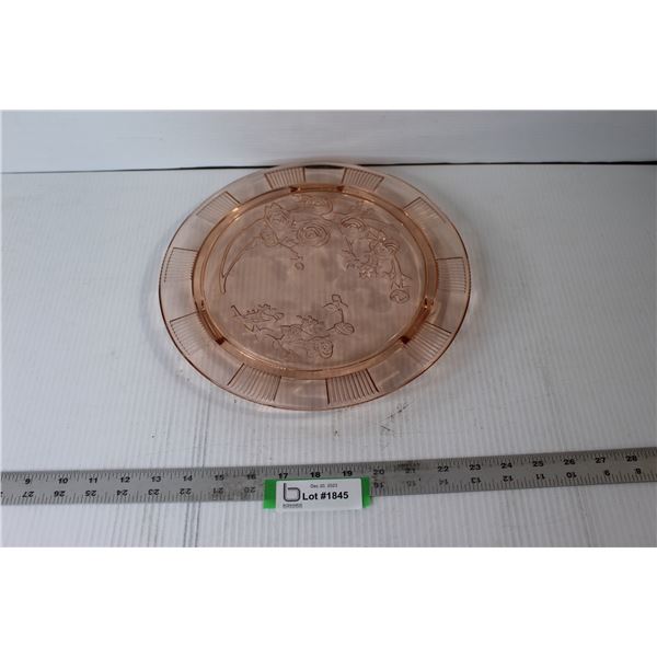 Pink Depression Glass Footed Cake Plate