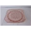 Image 2 : Adam Pink Depression Glass Square Dinner Plate, Pink Glass Bowl