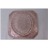 Image 4 : Adam Pink Depression Glass Square Dinner Plate, Pink Glass Bowl