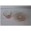 Image 4 : Pink Depression Glass Bowl, Pink Depression Glass Cup & Saucer