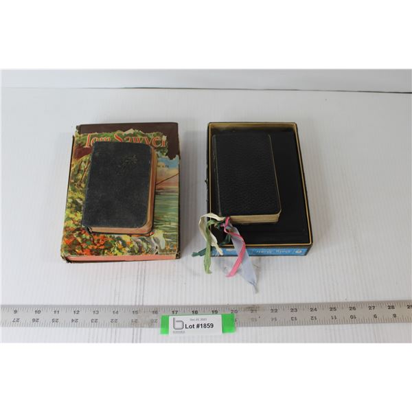 (4) Books - Bible, Book of Common Prayer, Tom Sawyer, Foreign Language Book