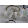 Image 3 : White Cream and Sugar Set, Decorative Floral Plate - Dresden Germany, Glass Pipe, Berry-Themed Tray