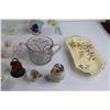 Image 8 : White Cream and Sugar Set, Decorative Floral Plate - Dresden Germany, Glass Pipe, Berry-Themed Tray