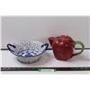 Image 1 : Blue Floral Display Bowl, Apple Teapot