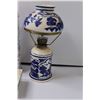 Image 5 : Blue & White Floral Set: Teapot, Candy Box, Pepper Shaker, Kerosene Lamp