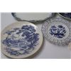 Image 2 : (6) Blue & White Fancy Serving Plates, (1) Miniature Floral Plate