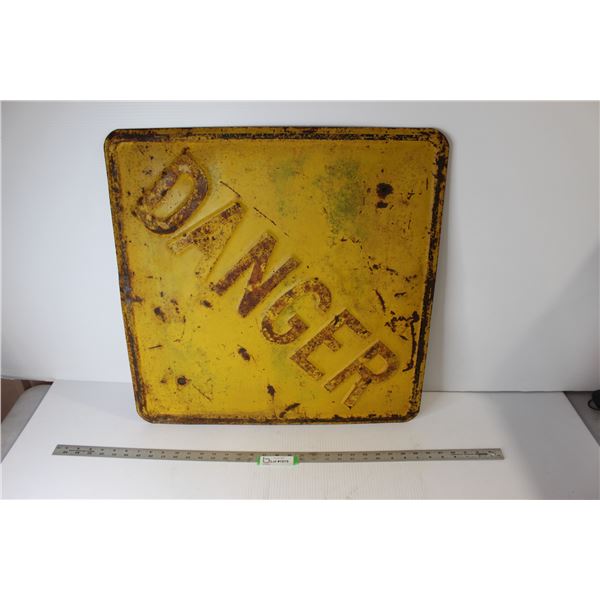Vintage Embossed Danger Traffic Sign