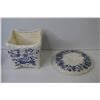 Image 4 : Assorted Blue Delft Ceramic Items - Egg Cups - Candle Stick Holder - Oil & Vinegar - Bull Toothpick