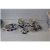 Image 5 : Assorted Blue Delft Ceramic Items - Egg Cups - Candle Stick Holder - Oil & Vinegar - Bull Toothpick