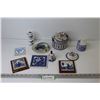 Image 1 : Assorted Blue Delft Ceramic Pieces - Salt Shaker - Lidded Cow Dish - Tiles