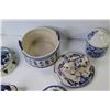 Image 3 : Assorted Blue Delft Ceramic Pieces - Salt Shaker - Lidded Cow Dish - Tiles