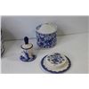 Image 4 : Assorted Blue Delft Ceramic Pieces - Salt Shaker - Lidded Cow Dish - Tiles