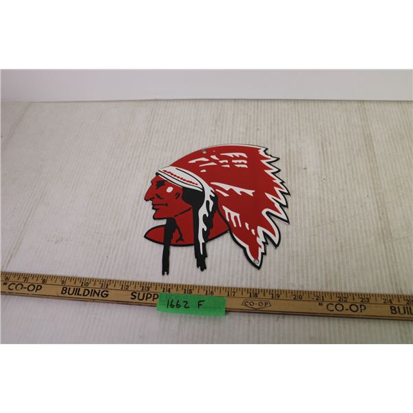 Red Indian Oil Sign - 7.75 X 8