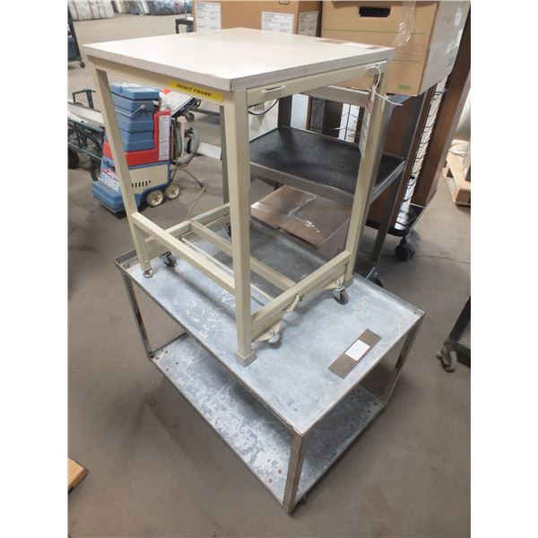 2 Metal Carts On Wheels