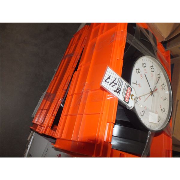 2 Plastic Totes Of Clocks