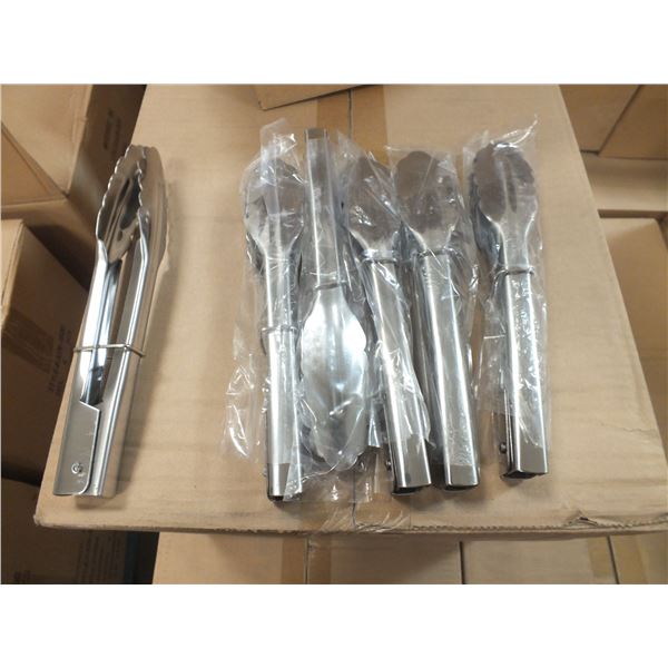 6 Small Stainless Steel Tongs