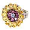 Image 3 : Natural Citrine  Rhodolite Tanzanite Ring