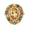 Image 1 : Natural Brazil Pear Citrine  & Green Topaz Ring