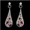 Image 1 : Natural Rhodolite Emerald Sapphire Tanzanite Earrings