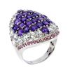Image 3 : Natural Amethyst Aquamarine Rhodolite Garnet Ring