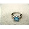 Image 1 : Blue Topaz (approx. 1.75 carats) and Diamond (approx. 0.13 carats) Lady's Ring 14 K white gold, repl
