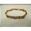 Image 1 : Amethyst (approx. 4.00 carats) and Diamond (approx. 0.06 carats) Bracelet 10 K yellow gold, replacem