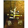 Image 1 : Brass colored chandelier with 13 lights with square glass covers (32)