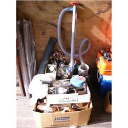 1 bilge pump; 3 spray can guns; 2 propane torches; 2 6-inch grinding wheels; assorted nails, bolts, 